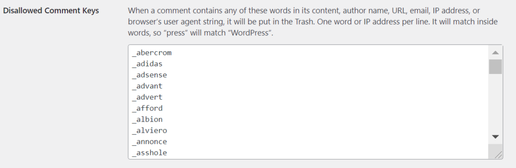 Disallowed Comment Keys - the best spam remover